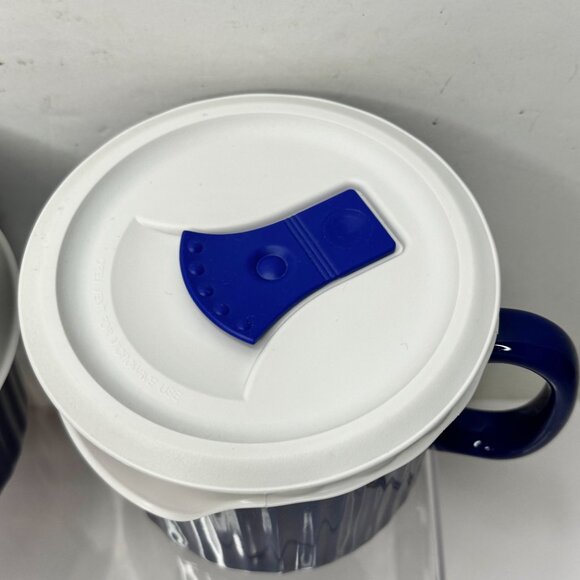Corningware (2) Pop-ins 20 oz Soup Mug Blue Vented Plastic Cover - Picture 2 of 11